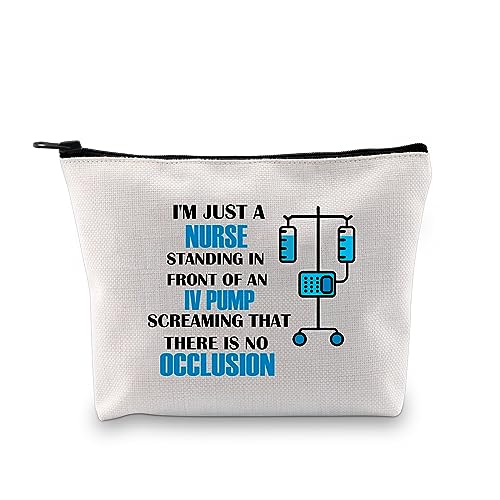 JXGZSO Lustiges Pflegegeschenk I'm Just A Nurse Standing In Front Of An Iv Pump Screaming Medical Workers Make-up-Tasche Krankenschwester Kulturbeutel, I'm Just A Nurse Standing von JXGZSO