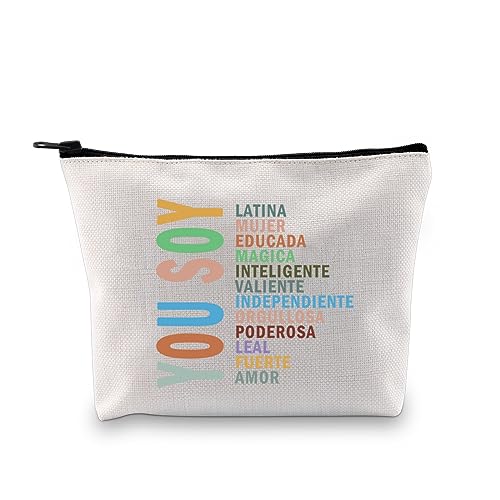 JXGZSO Mexikanische Dame Make-up Tasche Sie Soja Latina Mujer Educada Magica Latina Kosmetik Reißverschluss Tasche Lustige leistungsstarke Frau Geschenk, Sie Soja Latina Mujer von JXGZSO