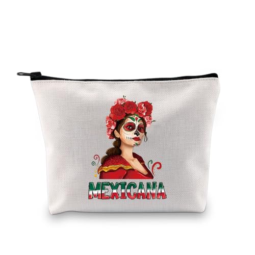 JXGZSO Mexikanisches Geschenk Mexiko Damen Kosmetiktasche Cinco de Mayo Geschenk Sugar Skull Woman Chingona Make-up-Tasche, Cinco De Mayo von JXGZSO