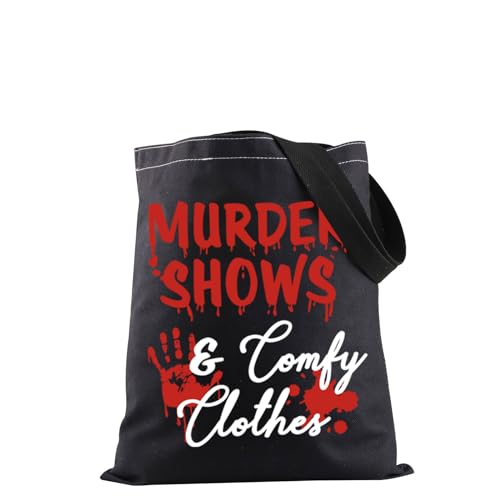 JXGZSO Mord Shows and Comfy Clothes Horror Tote Bag True Crime Gift Halloween Day Gift, Mord-Shows Tragetasche, Einheitsgröße von JXGZSO