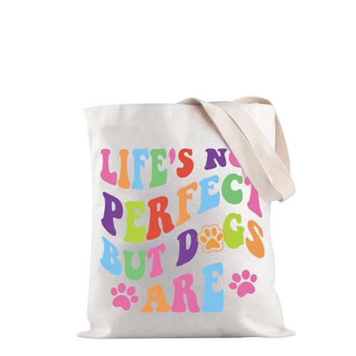 JXGZSO Umhängetasche mit Hundepfoten-Motiv "Life's Not Perfect But Dogs Are Tote", Geschenk für Hundebesitzer, Geschenk für Hundeliebhaber, Tiergeschenk, But Dogs Are Tote, Einheitsgröße von JXGZSO