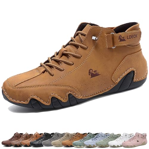 Italienische handgefertigte hohe Lederstiefel, atmungsaktive Chukka-Stiefel for Herren mit Schnürung, leichte, rutschfeste Outdoor-Schuhe for Wandern, Camping und Fahren ( Color : Light Brown , Size : von JXOPY