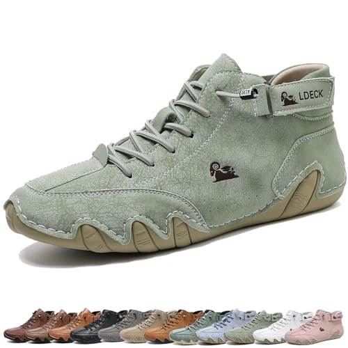 Italienische handgefertigte hohe Lederstiefel, atmungsaktive Chukka-Stiefel for Herren mit Schnürung, leichte, rutschfeste Outdoor-Schuhe for Wandern, Camping und Fahren ( Color : Light green , Size : von JXOPY