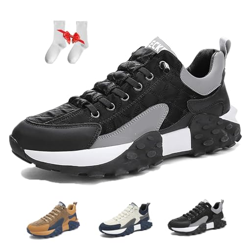 Orthopädischer Komfort-Sneaker for Herren 2024, orthopädische Schuhe for Herren, weiche, atmungsaktive, rutschfeste und wasserdichte Sportschuhe for Herren, lässige Plateau-Wanderschuhe ( Color : Schw von JXOPY