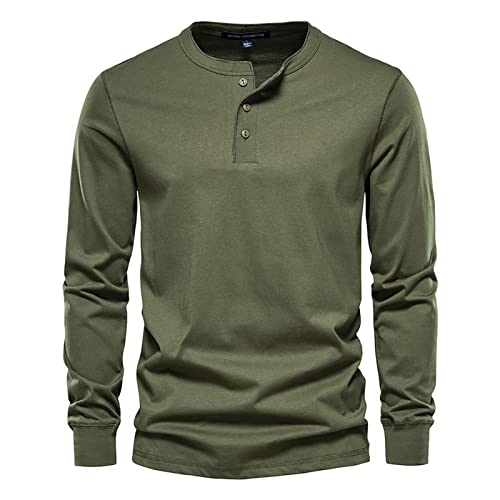 Henley Shirt Herren Langarm Beiläufig T-Shirt klassisch 3 Taste Knopfleiste Einfacher V-Ausschnitt Baumwolle Hemden mit Grandad-Ausschnitt Henley Shirt Herren Langarm Beiläufig T-Shirt klassisch 3 Taste Knopfleiste Einfacher V-Ausschnitt Baumwolle Hemden mit Grandad-Ausschnitt von JYJXFD
