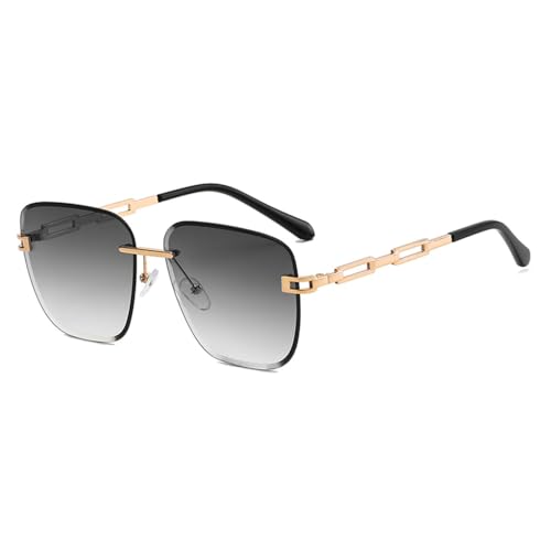 JZWCHQ 2025 randlose übergroße Sonnenbrille für Damen, Vintage-Sonnenbrille, Herren-Schattierungen, Retro-Metallrahmen, UV400, grau, Einheitsgröße JZWCHQ 2025 randlose übergroße Sonnenbrille für Damen, Vintage-Sonnenbrille, Herren-Schattierungen, Retro-Metallrahmen, UV400, grau, Einheitsgröße von JZWCHQ
