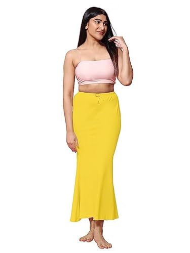 Jaanvi Damen Natürliche Baumwolle Fischschnitt Saree Shapewear, Petticoat, Rock, Komfortwear, Inskirt, Unterrock (Seitenschlitz), gelb, 38 von Jaanvi