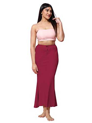 Jaanvi Damen Natürliche Bio-Baumwolle Fischschnitt Saree Shapewear, Petticoat, Rock, Komfortwear, Inskirt, Unterrock (Seitenschlitz), himbeerrot, 36 von Jaanvi