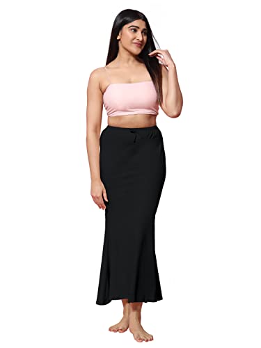 Jaanvi Damen Natürliche Bio-Baumwolle Fischschnitt Saree Shapewear, Petticoat, Rock, Komfortwear, Inskirt, Unterrock (Seitenschlitz), jet black, 42 von Jaanvi