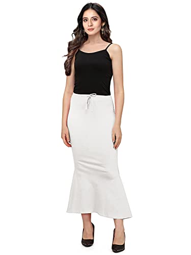 Jaanvi Natürliche Bio-Baumwolle, Fischschnitt, Saree-Shapewear, Petticoat, Rock, Bequemlichkeit, Unterrock, InRock (Seitenschlitz), weiß, 50 von Jaanvi