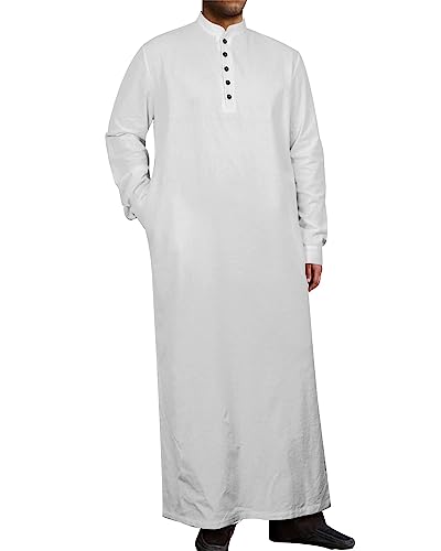 Jacansi Herren Nachthemden Bademantel Männer Nachthemd Lang Bademantel Baumwolle Für Herren Weiße 3XL von Jacansi