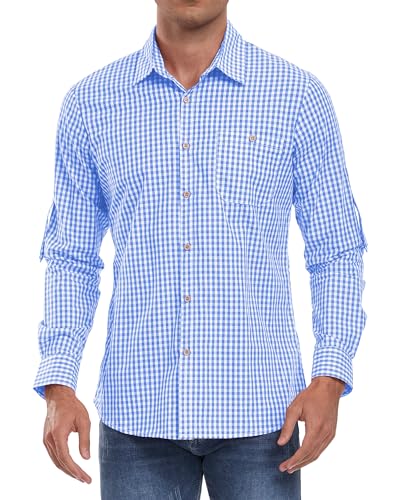 Jacansi Oktoberfest Hemd Herren Baumwolle Langarm Trachtenhemd Men's Casual Plaid Shirts Hellblau M von Jacansi