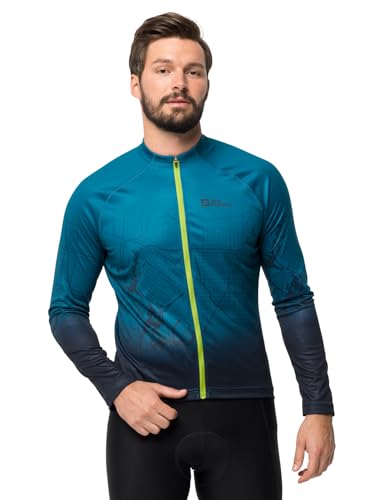 Jack Wolfskin Herren MOROBBIA FZ L/S Print M Fahrradtrikot, Blue Daze, L von Jack Wolfskin