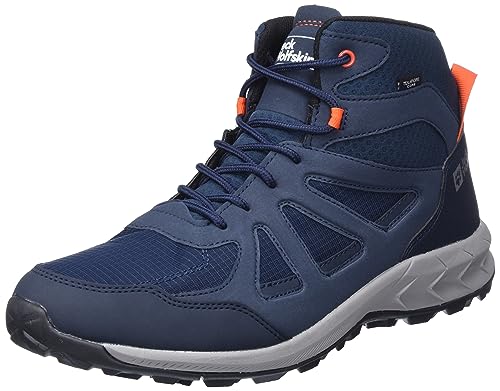 Jack Wolfskin Herren Woodland 2 Texapore Mid M Sneaker, Dark Blue/Red, 42.5 EU von Jack Wolfskin