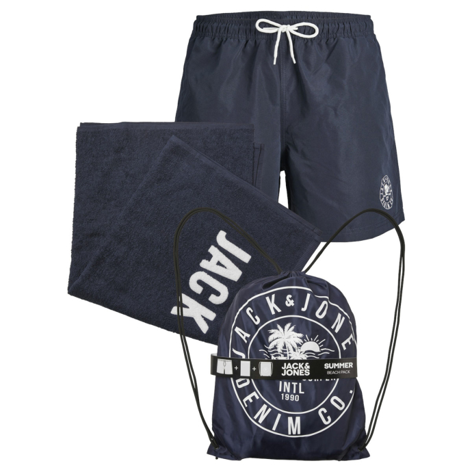 Jack&Jones Strandset mit Badeshorts, Badetuch und Stoffrucksack von Jack&Jones