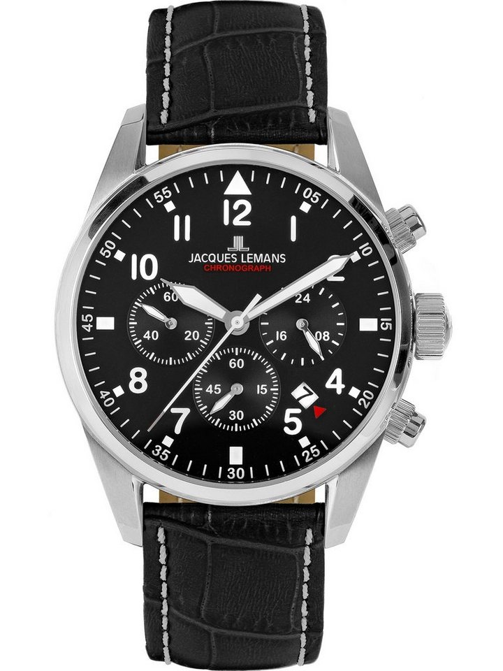 Jacques Lemans Chronograph Jacques Lemans Herren-Uhren Analog Quarz, Klassikuhr von Jacques Lemans