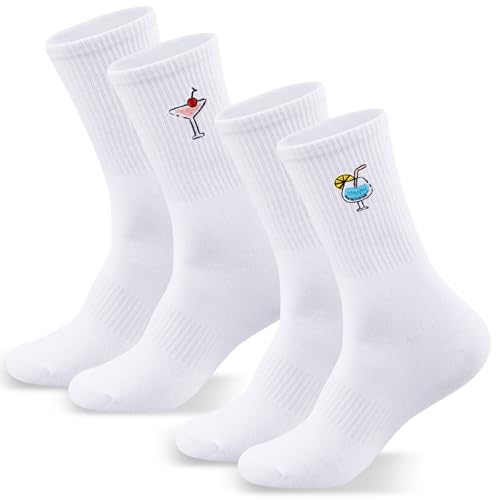 Jadive 2 Paar Cocktail Socken mit Motiv Tennissocken mit Motiv Crew Socks für Damen Herren Geschenke Cocktailliebhaber Jadive 2 Paar Cocktail Socken mit Motiv Tennissocken mit Motiv Crew Socks für Damen Herren Geschenke Cocktailliebhaber von Jadive