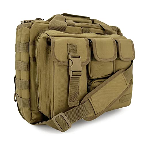 Jaegvida Tactical Briefcase Laptop Militär Messenger Bag Computer und Tablet Schulter Tragetasche für 15.6'' Laptop (Braun) von Jaegvida