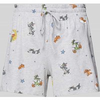 Jake*s Casual Loose Fit Pyjama-Shorts mit Tom&Jerry®-Print in Hellgrau Melange, Größe S von Jake*s Casual