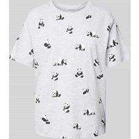 Jake*s Casual Pyjama-Oberteil mit Allover-Motiv-Print in Hellgrau Melange, Größe XL von Jake*s Casual