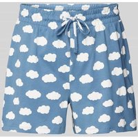 Jake*s Casual Pyjama-Shorts mit Allover-Motiv-Print in Bleu, Größe XS von Jake*s Casual