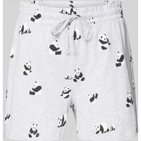 Jake*s Casual Pyjama-Shorts mit Allover-Motiv-Print in Hellgrau Melange, Größe S von Jake*s Casual