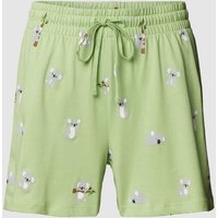 Jake*s Casual Regular Fit Pyjama-Shorts mit Allover-Motiv-Print in Hellgruen, Größe XS von Jake*s Casual