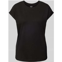 Jake*s Casual T-Shirt mit geripptem Rundhalsausschnitt in Black, Größe M von Jake*s Casual