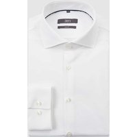 Jake*s Slim Fit Freizeithemd aus Twill in Weiss, Größe 37/38 von Jake*s