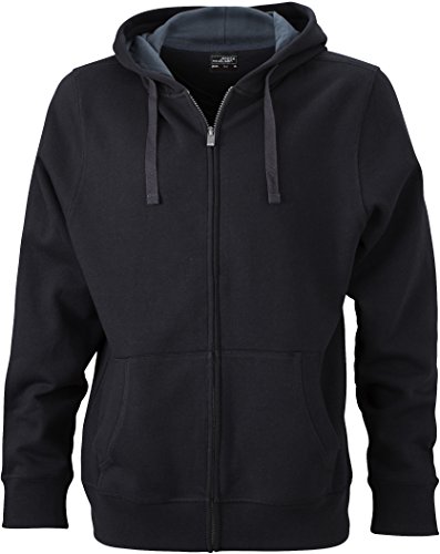 JN595 Men´s Hooded Jacke Sweatjacke Kapuze Sweatshirt, Farbe:Black-Carbon;Herrengrößen:M von James & Nicholson