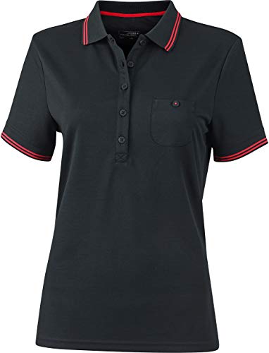 James & Nicholson Damen Ladies´Polo Poloshirt, Schwarz (Black/Red), 40 (Herstellergröße: XL) von James & Nicholson