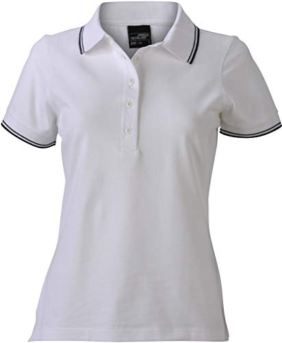 James & Nicholson Damen Ladies´Polo Poloshirt, Weiß (White/Navy), 38 (Herstellergröße: L) von James & Nicholson