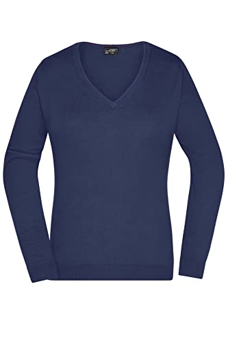 James & Nicholson Damen V-Pullover - Leichter Strickpullover in hochwertiger Ausführung | Farbe: Navy | Grösse: L von James & Nicholson