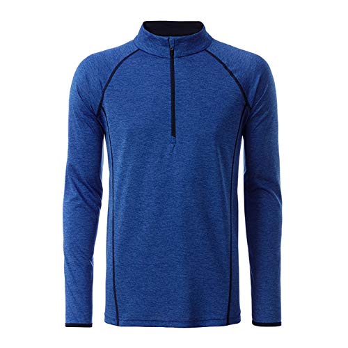 James & Nicholson - Herren Langarm Funktionsshirt für Fitness und Sport (L, blue-melange/navy) von James & Nicholson