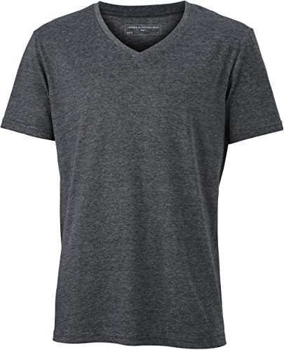 James & Nicholson Herren Langarmshirt T-Shirt Mens Heather schwarz (Black/Melange) Large von James & Nicholson