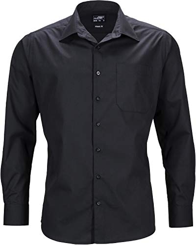 James & Nicholson Herren Men's Business Shirt Longsleeve Businesshemd, Schwarz (Black), Large von James & Nicholson