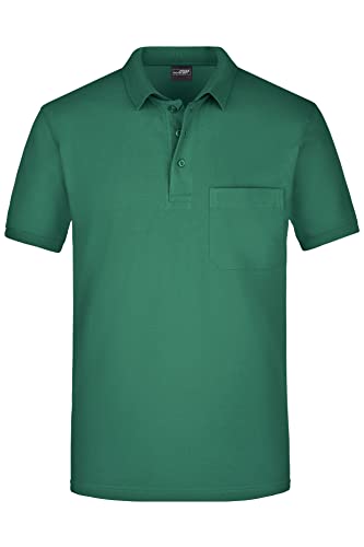 James & Nicholson Herren Piqué Polo mit Brusttasche - Hochwertiges Poloshirt für Beruf & Freizeit | Farbe: Dark-Green | Grösse: 3XL von James & Nicholson