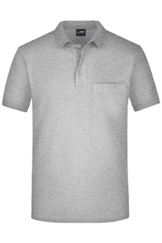 James & Nicholson Herren Piqué Polo mit Brusttasche - Hochwertiges Poloshirt für Beruf & Freizeit | Farbe: ash | Grösse: S von James & Nicholson