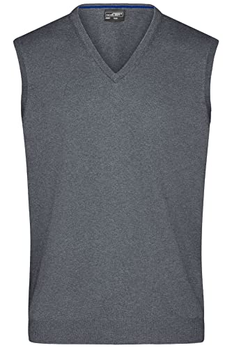 James & Nicholson Herren V-Pullunder - Klassisch Geschnittener Pullunder aus hochwertiger Baumwolle | Farbe: Grey-Heather | Grösse: 3XL von James & Nicholson