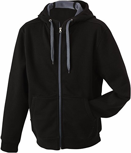 Sportliche Kapuzenjacke mit Fleecefutter - für Herren Farbe black/carbon Größe S von James & Nicholson