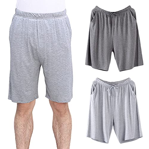 Jamron Herren Übergröße 2er Pack Kurze Schlafanzughose Pyjamahose Dehnbare Leicht Schlafshorts Freizeithose mit Taschen Hellgrau + Dunkelgrau 4XL von Jamron