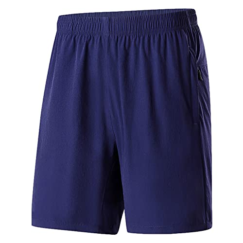 Jamron Herren Übergröße Sport Shorts Gym Fitness Trainingsshorts mit Reißverschluss Taschen Leicht Casual Shorts Blau 4XL von Jamron