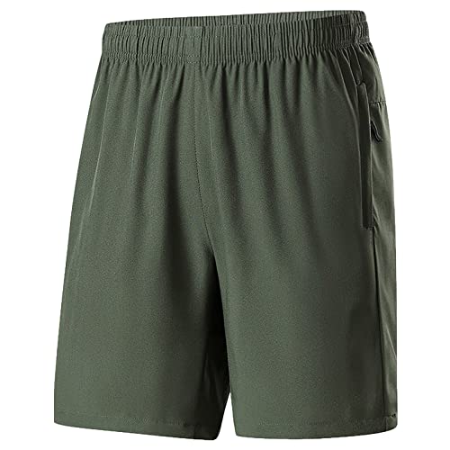 Jamron Herren Übergröße Sport Shorts Gym Fitness Trainingsshorts mit Reißverschluss Taschen Leicht Casual Shorts Grün L von Jamron