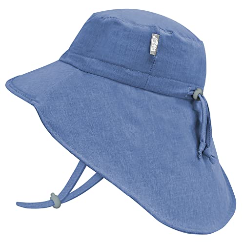 Jan & Jul Baby Sonnenhut für Jungen mit UV-Schutz UPF 50+ (S: 0-6 Monate, Blau mit Blau Trimmen) von Jan & Jul