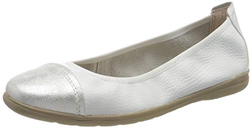 Jana 100% comfort Damen 8-8-22105-24 Geschlossene Ballerinas, Weiß (White/Silver 191) von Jana