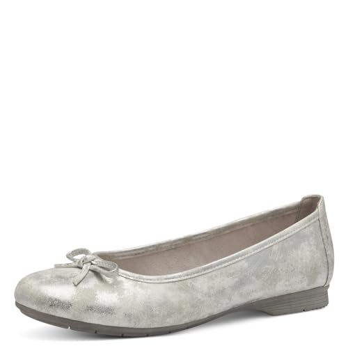 Jana Damen Ballerinas mit Schleife Vegan, Weiß (White/Silver), 38 EU von Jana