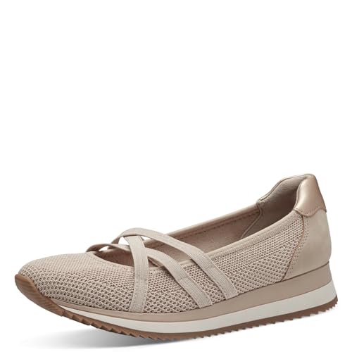 Jana Damen Ballerinas mit Riemen Vegan, Mehrfarbig (Beige/Gold), 38 EU von Jana