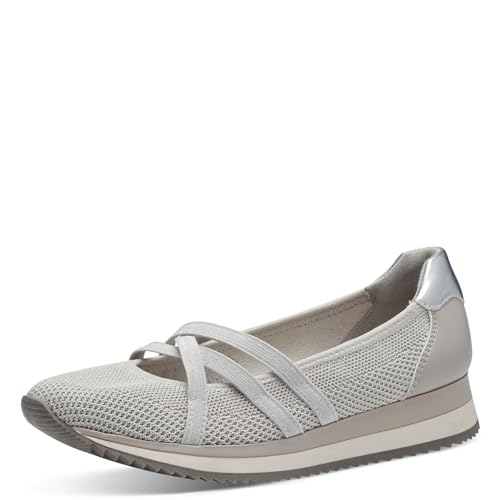 Jana Damen Ballerinas mit Riemen Vegan, Silber (Grey/Silver), 38 EU von Jana