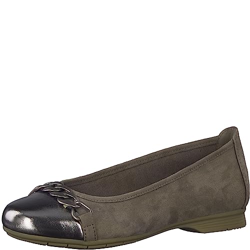 Jana Damen Ballerinas Flach mit Kette Weite H Mehrweite, Braun (Stone), 40 EU von Jana