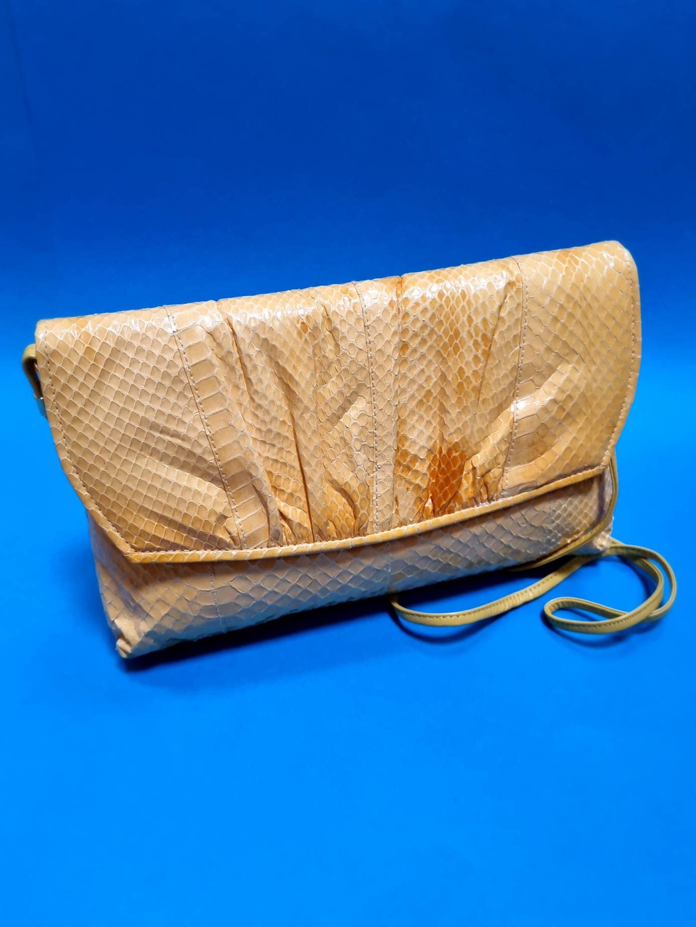 80Er Vintage Gelbe Schlangenleder Schultertasche/Clutch Tasche von JaneDreamsOfVintage